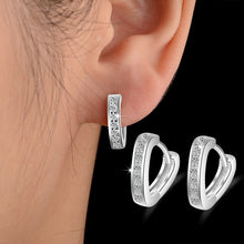 Load image into Gallery viewer, 178 Anen JerryCute V Infinity Love Heart Earrings 925 Sterling Silver Hoop Earrings