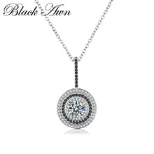 Load image into Gallery viewer, 1280 [BLACK AWN] Genuine 100% 925 Sterling Silver Spinel Pendant Necklace