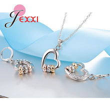 Load image into Gallery viewer, 1231 Yaameli Luxury Sterling Silver CZ Heart W/3 Rings Pendant Necklace &amp; Earrings Set