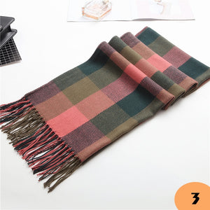 1092 VEITHDIA Women's Wool Plaid Scarf Cashmere Scarves Wide Lattices Shawl