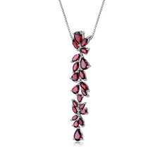 Load image into Gallery viewer, 497 GEM&#39;S BALLET Sterling Sliver Romantic Leaves Pendant Necklace Red Garnet