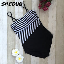 Load image into Gallery viewer, 966 SHEDUO Women&#39;s One Piece Padded Stripe Swimsuit Bathing Suit