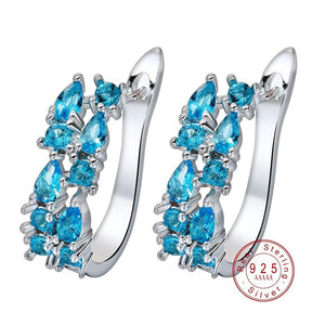 416 Doremo Luxury 925 Sterling Sliver Flash Colorful CZ Zircon Ear Studs Earrings