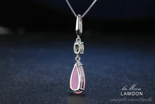 Load image into Gallery viewer, 686 Lamoon Gemstone Rose Quartz Green Peridot Sterling Silver Pendant Necklace