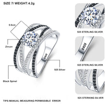 Load image into Gallery viewer, 1281 [BLACK AWN] Women&#39;s 925 Sterling Silver CZ Hollow Engagement Rings