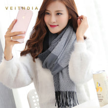 Load image into Gallery viewer, 1092 VEITHDIA Women&#39;s Wool Plaid Scarf Cashmere Scarves Wide Lattices Shawl