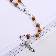 Load image into Gallery viewer, 453 EXYNLON High Quality Fashion Rosary Wood Beads DIY Cross Pendant Necklaces