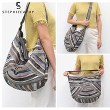 Load image into Gallery viewer, 1007 Stephie Cathy Large Vintage Style Genuine Sheep Leather Patchwork Handbag