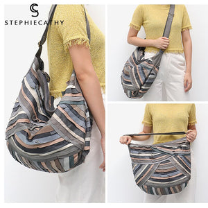 1007 Stephie Cathy Large Vintage Style Genuine Sheep Leather Patchwork Handbag