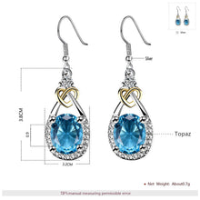 Load image into Gallery viewer, 580 I&amp;zuan Jewelry S925 Sterling Silver Blue Topaz Gemstone Drop Dangle Earrings