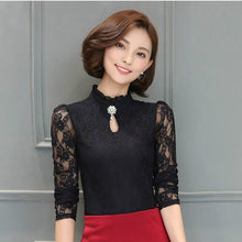 Load image into Gallery viewer, 679 Lace Girl Women&#39;s New Chiffon Lace Long Puff Sleeve Ruffle Blouses Tops Plus
