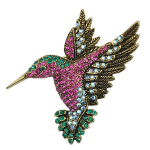 338 CINDY XIANG Colorful Rhinestone Hummingbird Brooch