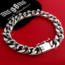 Load image into Gallery viewer, 1249 ZABRA Authentic 925 Sterling Silver 8mm Skull Link Chain Bracelet