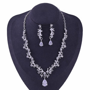 500 George Black Crystal Leaf Rhinestone Crown Necklace Earrings Bridal Jewelry Sets