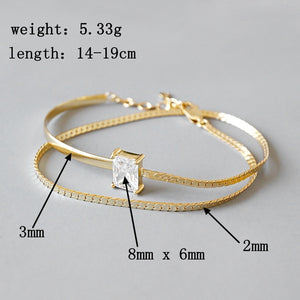 731 Louleur 925 Sterling Silver High Quality AAAA CZ Double Layer Adjustable Bracelet