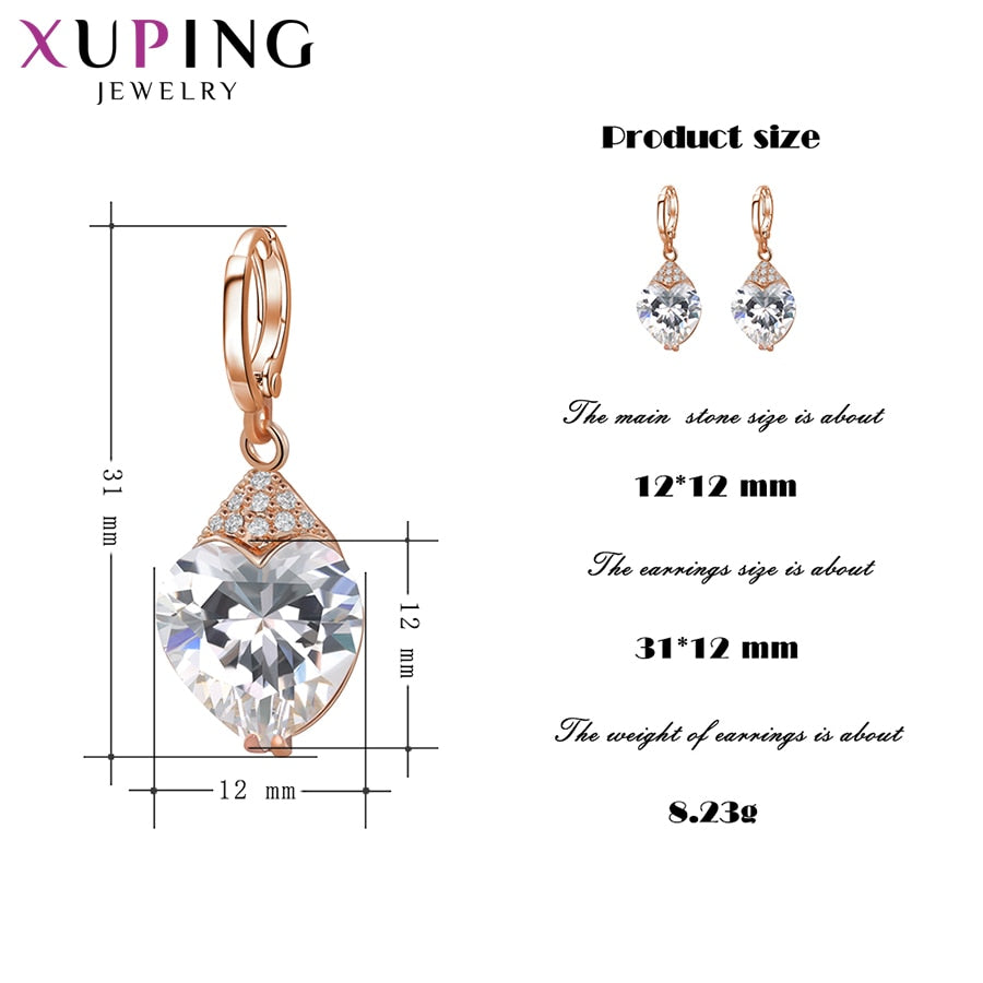 1229 Xuping Luxury Synthetic Cubic Zirconia Gold Tone Copper Valentine's Day Gift