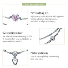 Load image into Gallery viewer, 222 BAMOER Romantic 925 Sterling Silver Sweet Heart Pink CZ Double Layers Bracelets