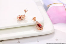 Load image into Gallery viewer, 781 Mobuy Natural Gemstone Garnet Rose Gold Over Sterling-Silver CZ Drop Earrings