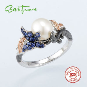 953 SANTUZZA Freshwater Pearl 925 Sterling Silver Cubic Zirconia Ring