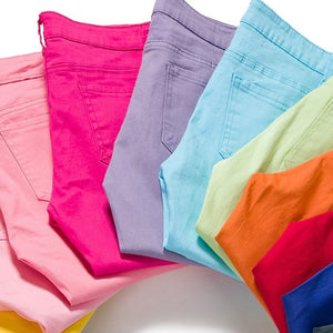 651 Karsany Women's Candy Color Stretch High Waist Capris Pants