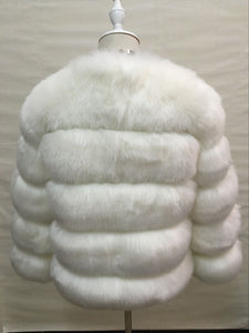 1250 Zadorin Women's Winter FAUX Fur 3/4 Sleeve O-Neck Elegant Coat Plus
