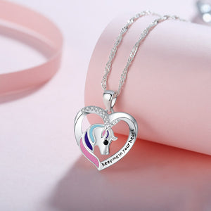 1194 Women's Sterling Silver Cute Zodiac Pig Pendant Heart Necklace