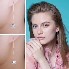 Load image into Gallery viewer, 631 JPalace 925 Sterling Silver Cubic Zirconia CZ Long Thread Drop Earrings