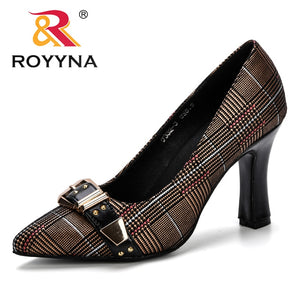 945 ROYYNA Women's Plus Size Fashion Elegant Pointed Toe Office High Heels Pumps
