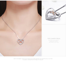 Load image into Gallery viewer, 216 BAMOER Authentic Sterling Silver Infinity Love Double Heart CZ Pendant Necklace