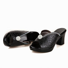 Load image into Gallery viewer, 512 GKTINOO Women&#39;s Summer Rhinestone Genuine Leather Platform Sandals
