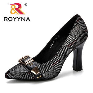 945 ROYYNA Women's Plus Size Fashion Elegant Pointed Toe Office High Heels Pumps