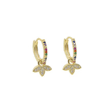 Load image into Gallery viewer, 550 High Quality European Gold Color Sterling Silver CZ Round Leaf Dangle Earrings