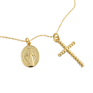 547 HFYK Religious 100% Sterling Silver Twist Cross Virgin Mary Pendants Necklaces
