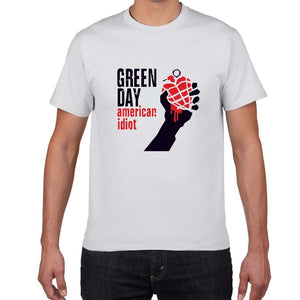 1231 Yev Green Day Rock Band 100% Cotton Loose Short Sleeves T-Shirt