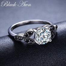 Load image into Gallery viewer, 1279 [BLACK AWN] 925 Sterling Silver Spinel Fine Jewelry Trendy Engagement Ring