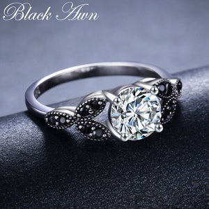 1279 [BLACK AWN] 925 Sterling Silver Spinel Fine Jewelry Trendy Engagement Ring