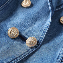 Load image into Gallery viewer, 856 O&#39;Dressy HIGH QUALITY Designer Lion Buttons Double Breasted Denim Jacket