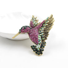 Load image into Gallery viewer, 338 CINDY XIANG Colorful Rhinestone Hummingbird Brooch