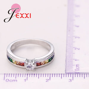 616 Jemmin Real 925 Sterling Silver Various Colors Round Colorized Crystal CZ Rings
