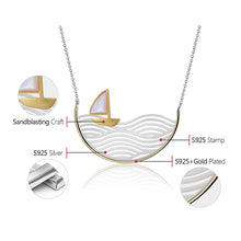Load image into Gallery viewer, 729 Lotus Fun Real Sterling Silver Handmade Creative Gold Sailboat Pendant Necklace
