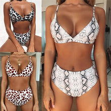 Load image into Gallery viewer, 687 Lamuusaa High Waist Padded Leopard/Snake Print 2 Piece Bikini Set Swimwear