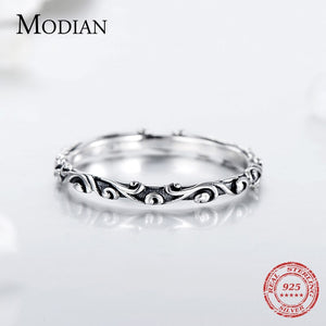 783 Modian 100% Real 925 Sterling Silver Vintage Pattern Stackable Classic Ring