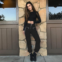 Load image into Gallery viewer, 513 Goth Dark Gothic Zipper Casual Harem Pants with Chain