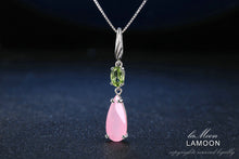Load image into Gallery viewer, 686 Lamoon Gemstone Rose Quartz Green Peridot Sterling Silver Pendant Necklace
