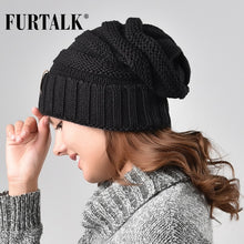 Load image into Gallery viewer, 486 Furtalk Winter Knitted Women&#39;s Slouchy Beanie Skullies Hat