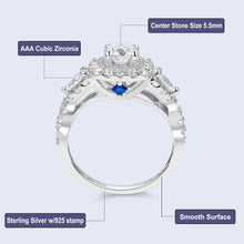 Load image into Gallery viewer, 826 Newshe 2 Pcs Halo 925 Sterling Silver 1.5 Ct Round Pear Cut CZ