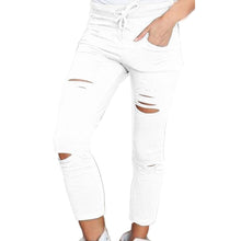 Load image into Gallery viewer, 341 Cotton Hole Pencil Skinny Nine Points High Waist Stretch Jeans Pants Plus