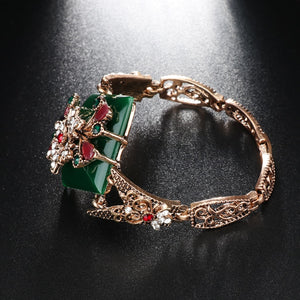 658 Kinel Green Women's Vintage Antique Style Gold Color Turkish Bracelets