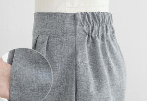 257 Birdtree TB Cotton Linen Two Piece Set V-Neck Short Sleeve Tops/Shorts Suits Plus