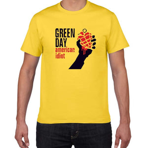 1231 Yev Green Day Rock Band 100% Cotton Loose Short Sleeves T-Shirt
